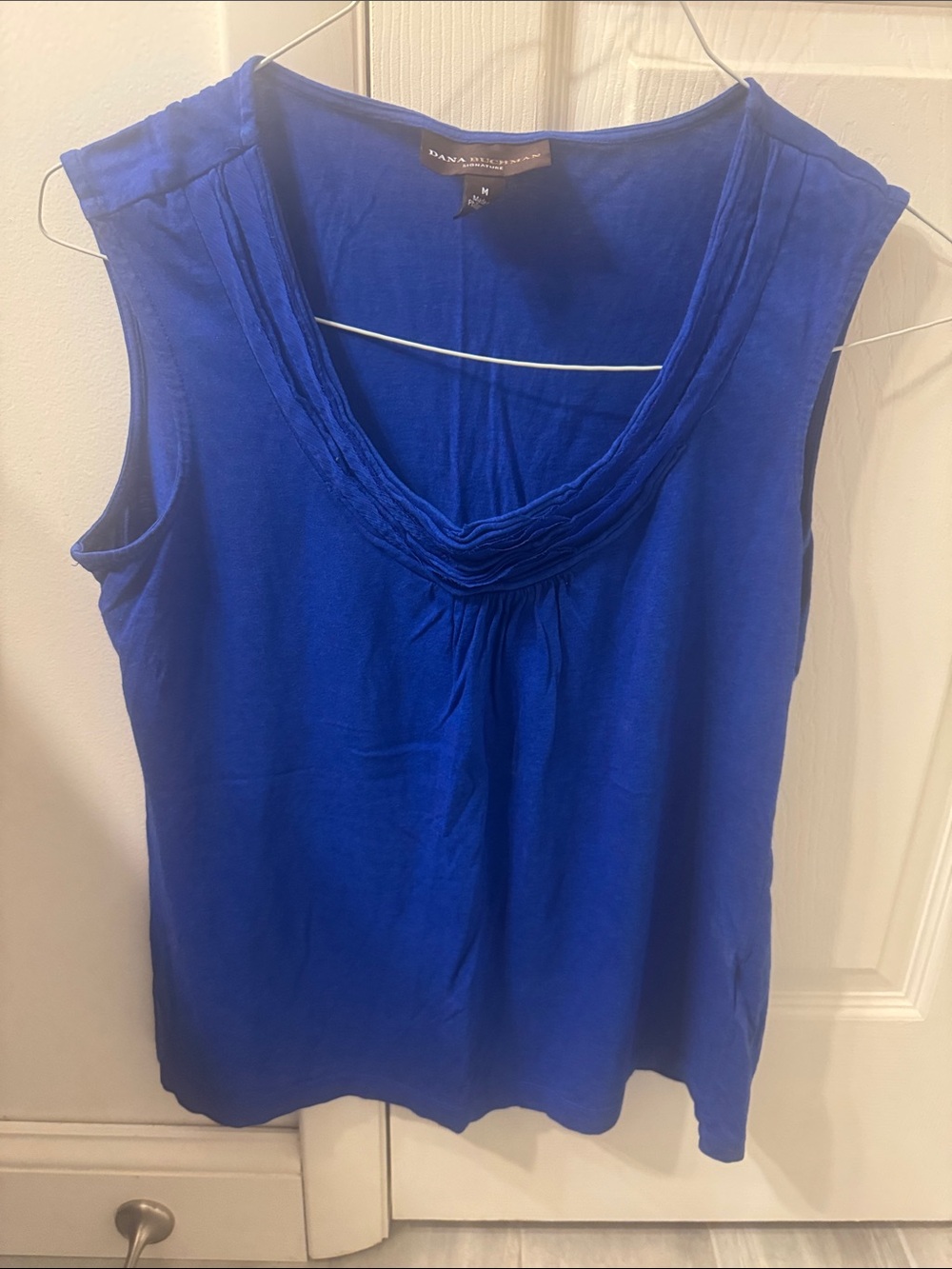 Dana Buchman Cobalt Blue Pleated Scoop Neck Tank